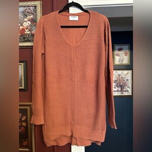 Old Navy Women's Cotton V-Neck Tunic Sweater Rust Size Large Tall